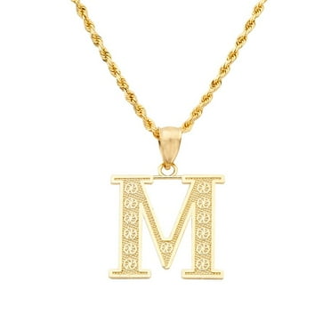 10K Yellow Gold Charm Pendant Themed Initial M 10K Yellow Gold Charm Pendant Themed Initial M